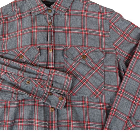 J.Crew Women’s Plaid Flannel Shirt Size 2 Red Gray Cozy Preppy Button Down - Picture 3 of 7